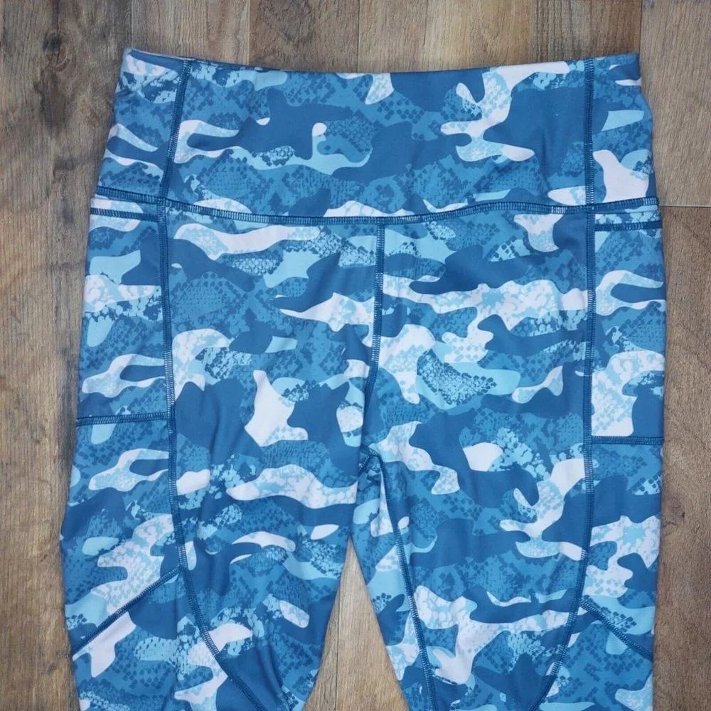 Reebok Precision Womens Large Ankle Leggings Slate Blue Pink Camo - Picture 16 of 16
